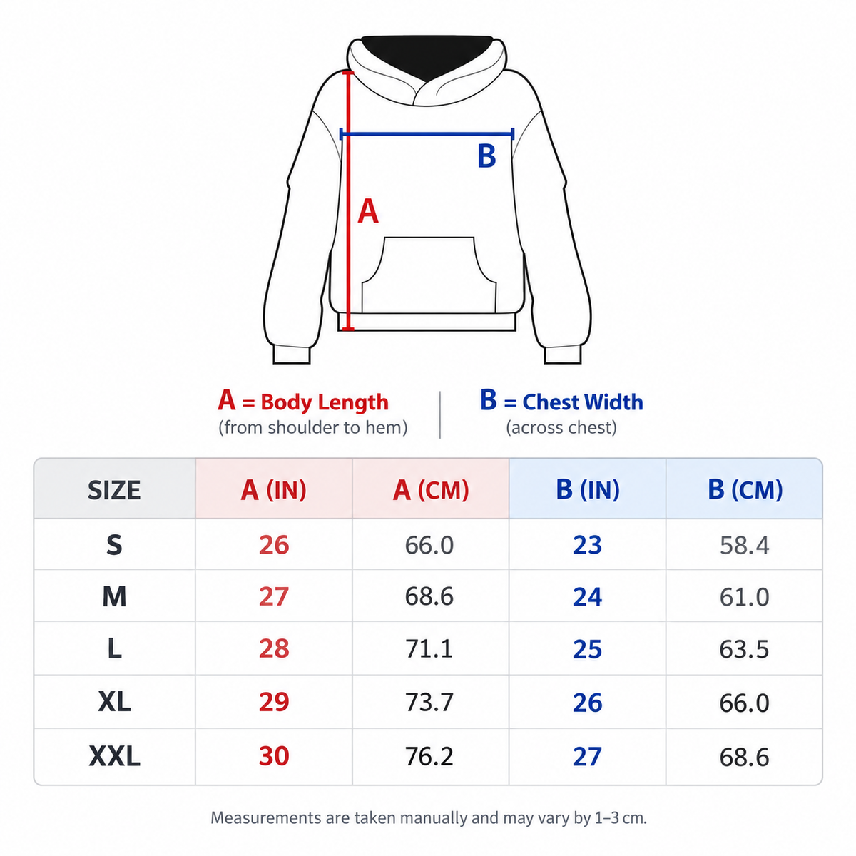 Casual Maniacs size guide
