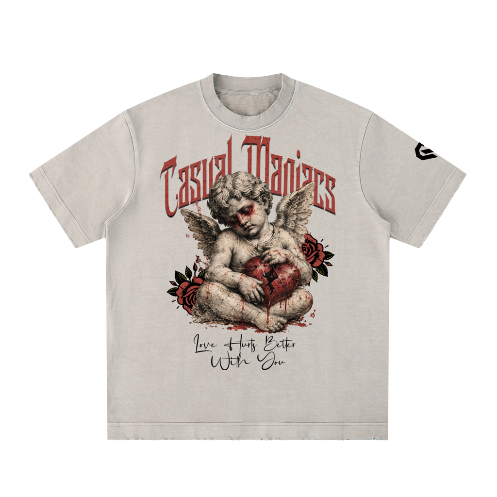 Love Hurts -  Vintage Washed Frayed T-Shirt